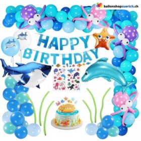 Unterwasser Girlanden Set Blau Meerestiere Hai Delfin Seestern 101-teilig