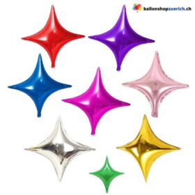 Folienballon Spitzen Stern 4-Zack 25 cm