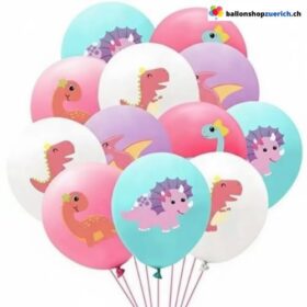 Luftballons Set 10 Stueck Pastell Dino Motiv