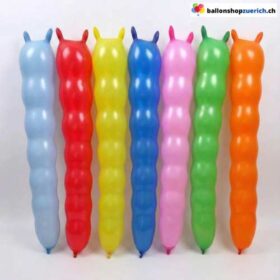 Raupen Ballons Bunt Latex mit Fühlern 80cm (10 Stück)