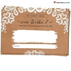 Hochzeitskarten Ballonkarten Wunschkarten Braun Weiss 50 Stück