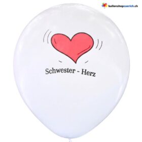 Schwester Herz Latex Ballon Weiss