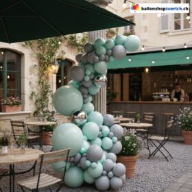 Ballon Girlande Macron Grau Tiffany Blau Silber Kugeln 106-teilig