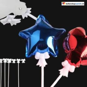 Folien Ballon Zubehör Folien Ballon Sticks für Tischdekoration Set 5 Stück Weiss