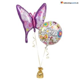 Happy Birthday Schmetterlinge Ballon Set 2-teilig