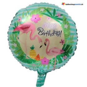 Set 4 Stück Flamingo Vogel Happy Birthday Set Hawai Party Sommer Dekoration Luftballons Pink Rosa