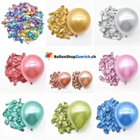 50 Stück kleine Luftballons Metallic Crome Latex Natur Kautschuk