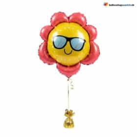 Blume mit Sonnenbrille Ballon Lachend