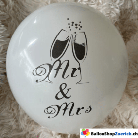 Set di 5 palloncini bianchi in lattice per matrimonio Cheers Mr. &amp; Mrs. Love, palloncini ad elio