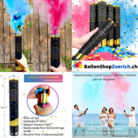 Konfetti und Puder Kanone - Junge oder Mädchen Gender Reveal mit Konfetti und Puder Pink oder Blau für Baby Shower Party