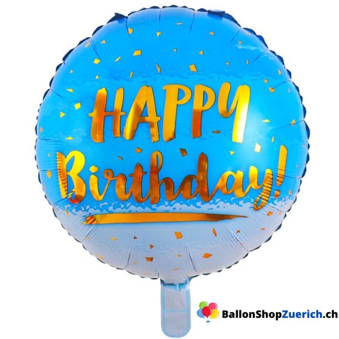 Happy Birthday Blau Gold Ballon Party Geburtstag