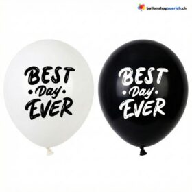 Best Day Ever Latex Ballon Weiss Schwarz