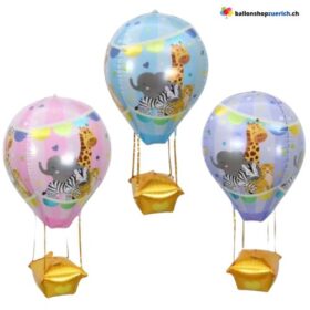 Folien Heissluftballon Zoo Zirkus Kinder Genderparty Geburtstag Party Dekorationen Helium Ballons Event Pink Blau Violett Giraffe Elefant Zebra Löwe Tiger