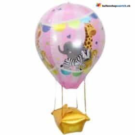 Folien Heissluftballon Zoo Zirkus Kinder Genderparty Geburtstag Party Dekorationen Helium Ballons Event Pink Blau Violett Giraffe Elefant Zebra Löwe Tiger