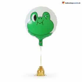Frosch Kopf Ballon Folie Tiergesicht Grün Weiss