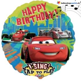 Grosser singender Folienballon Auto Car Happy Birthday