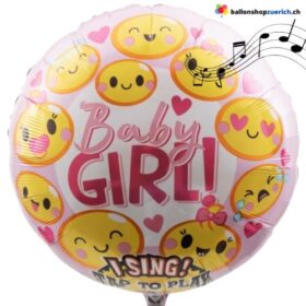 Grosser singender Folienballon Baby Girl