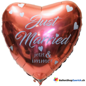 Just Married Medium-Grösse - Herz Ballon Rot Folienballon Dekoration Hochzeit Verlobung Jahrestag Luft Ballon Love Liebe Party