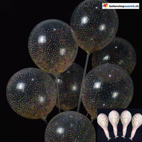 Set 5 Stk. Konfetti Ballons (Rainbow Pastell Macron farbige Styropor Kügelchen) Latex Luftballons Geburtstagsfeier Dekore Hochzeitsdekore