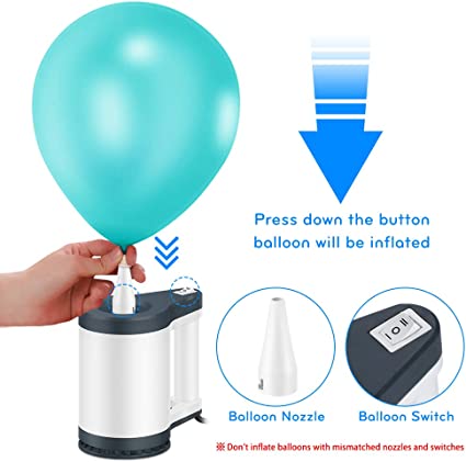 Elektrische Luftballonpumpe 3-in-1 Elektrische Ballonpumpe mit 5 Luftdüse  für Luftballons Aufblasgerät für Party, Geburtstag, Hochzeit 