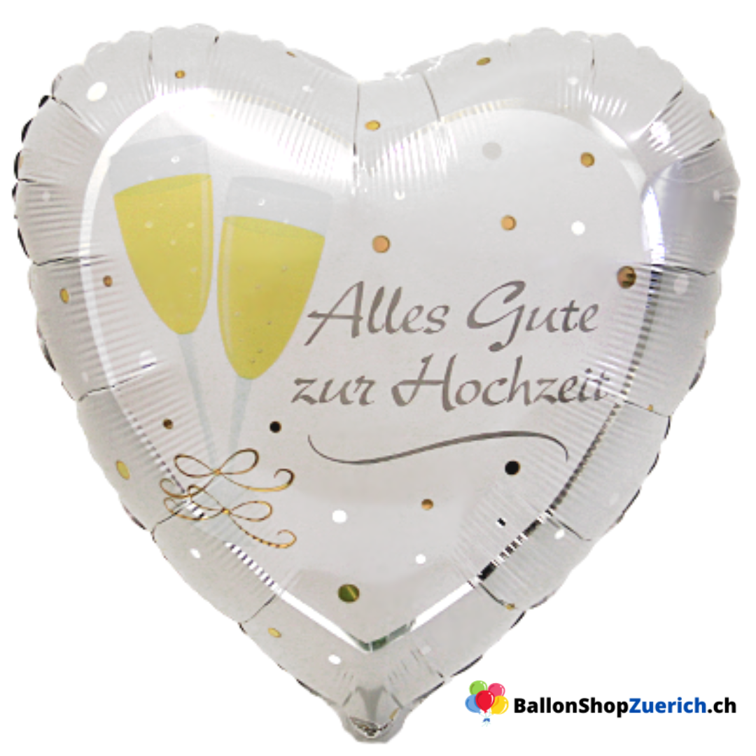 "Alles gute zur Hochzeit" Sekt Champagner Glas Ballon LOVE Folienballon