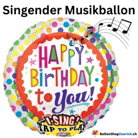 Palloncino in lamina grande con scritta "Happy Birthday" - Palloncino per festa di compleanno, decorazione per bambini, musica per bambini
