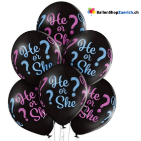 Set 5 Stück "He or ? She ?- Its a Boy / Girl Junge/Mädchen Ballon Baby-Dusche Dekorationen Neugeborenen Luftballons Geburt Baby Shower Party Dekoration Junge oder Mädchen Genderparty