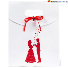Borsa regalo "Coppia di innamorati" Matrimonio / Fidanzamento / Anniversario Bianco - Rosso