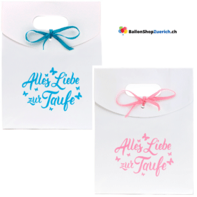 Sac cadeau « Tous nos vœux pour votre baptême » Rose ou bleu