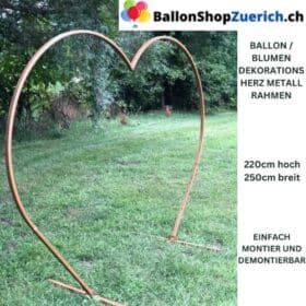 HERZ Metall Goldfarbig 2,2 x 2,5 m auf Ständer für Hochzeit Rundbogen Eisen Ring Hintergrund Rahmen Geburtstagsfeier Baby Shower Dekoration
