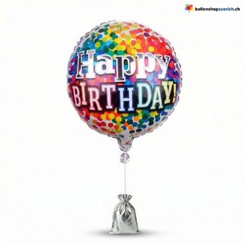 Happy Birthday Ballon Konfetti Bunt