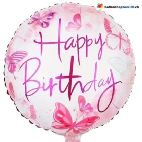 Happy Birthday Luftballon Geburtstag Folien Ballon Schmetterlinge
