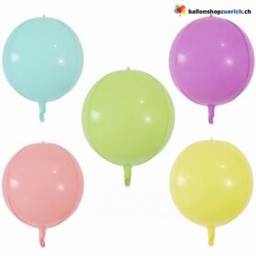 Pastell Macaron Kugel Folienballon 55cm Pink Blau Gelb Grün Violett