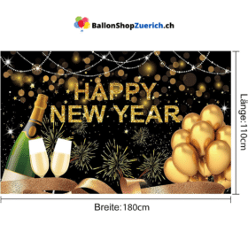 Grosse Stoff Banner Frohes Happy Neujahr für 2023 Silvester Dekoration Photo Hintergrund für Dekoration Garten Wand Tür