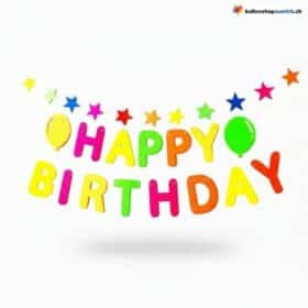 Happy Birthday Girlande Neon Bunt Papier 300cm Party Deko