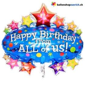 Happy Birthday von uns allen Blau Sternchen Dekoration Kinder Geburtstag Party Heliumballon Luftballon
