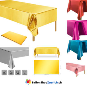 Tischdecke Gold, Silber, Rosegold, Pink, Blau, oder Rot Folie, Kunststoff, rechteckig, Tischdecke für Hochzeit, Geburtstag, Silvester, Neujahr, Weihnachtsfeier, Zuhause, Tischdekoration, Babyparty, Partyzubehör