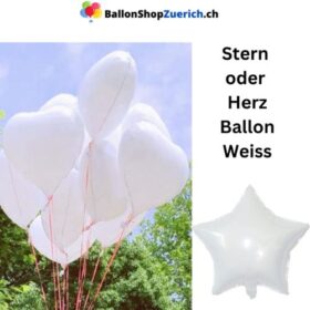 Stern oder Herzballon Weiss Luftballon