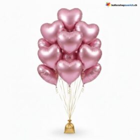 Herz Folienballon Metallic Rosa Pink