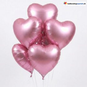 Herz Folienballon Metallic Rosa Pink 45 cm