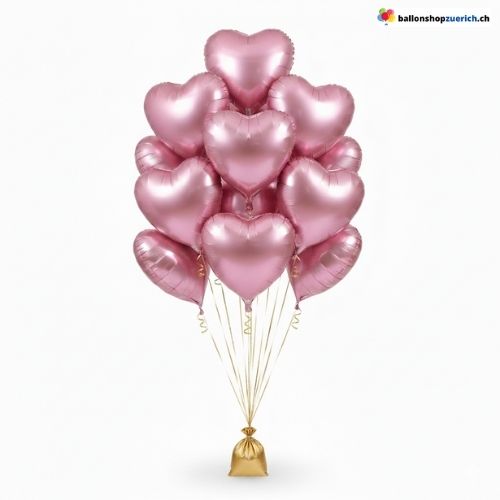 Herz Folienballon Metallic Rosa Pink