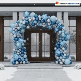 Ballon Girlande Schneeflocke Blau Silber Weiss 103-teilig