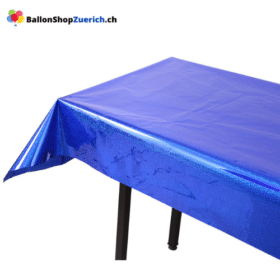 Tischdecke Blau Glitzer Folie, Kunststoff, rechteckig, Tischdecke für Geburtstag, Party, Silvester, Neujahr, Tischdekoration, Partyzubehör