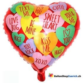 Hugs Text Me Love You You & Me Cute Sweet Heart be Mine Kiss me Love Folie Luft Ballon Liebe Luftballon Heliumballon