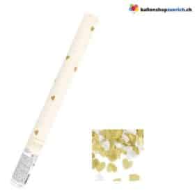 Конфетти-пушка в виде белых и золотых бумажных сердечек — до 5 метров