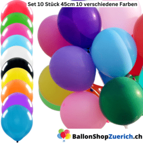 10 grands ballons en latex naturel de 45 cm (18 pouces) pour enfants, ballons colorés : rouge, vert, bleu clair, bleu, rose, blanc, noir, orange, jaune ou violet