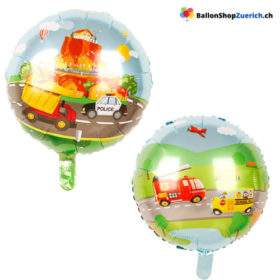 Doppelseitiger Folienballon - Auto Flugzeug Feuerwehr Polizei Schulbus Heissluftballon Lastwagen Verkehr Kinder Party Geburtstag Ballons Party Luftballons Kit Party Baby Shower Dekorationen