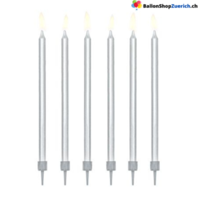 Elegante Kerzen / Kuchenkerzen Silber 12cm