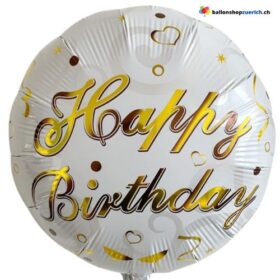 Luftballon Happy Birthday Folien Ballon Weiss / Gold