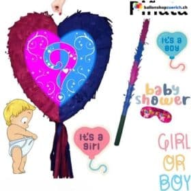 Piñata Corazón Rosa Azul Fiesta de Género Baby Shower